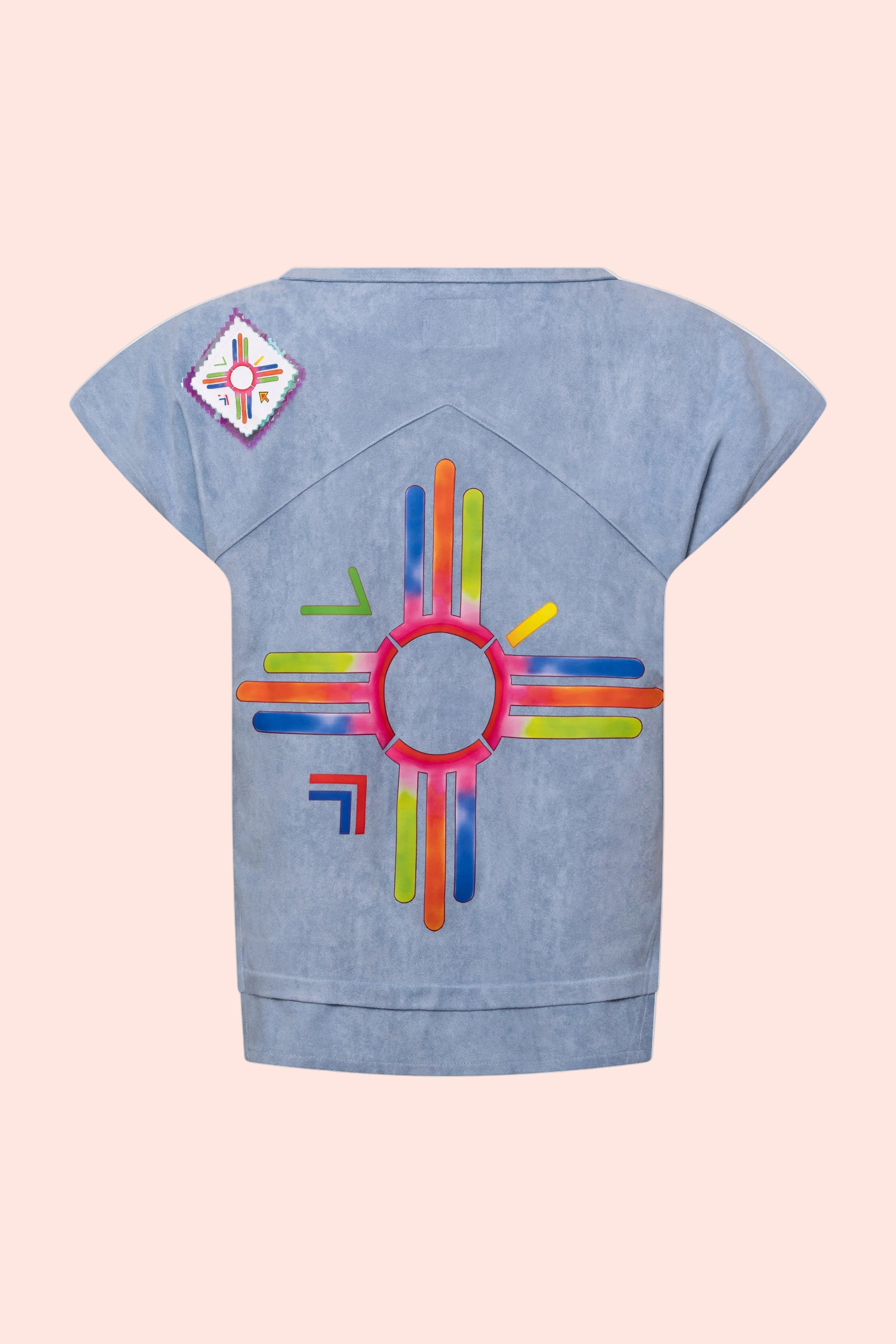 WOMEN SUEDE PANEL TEE