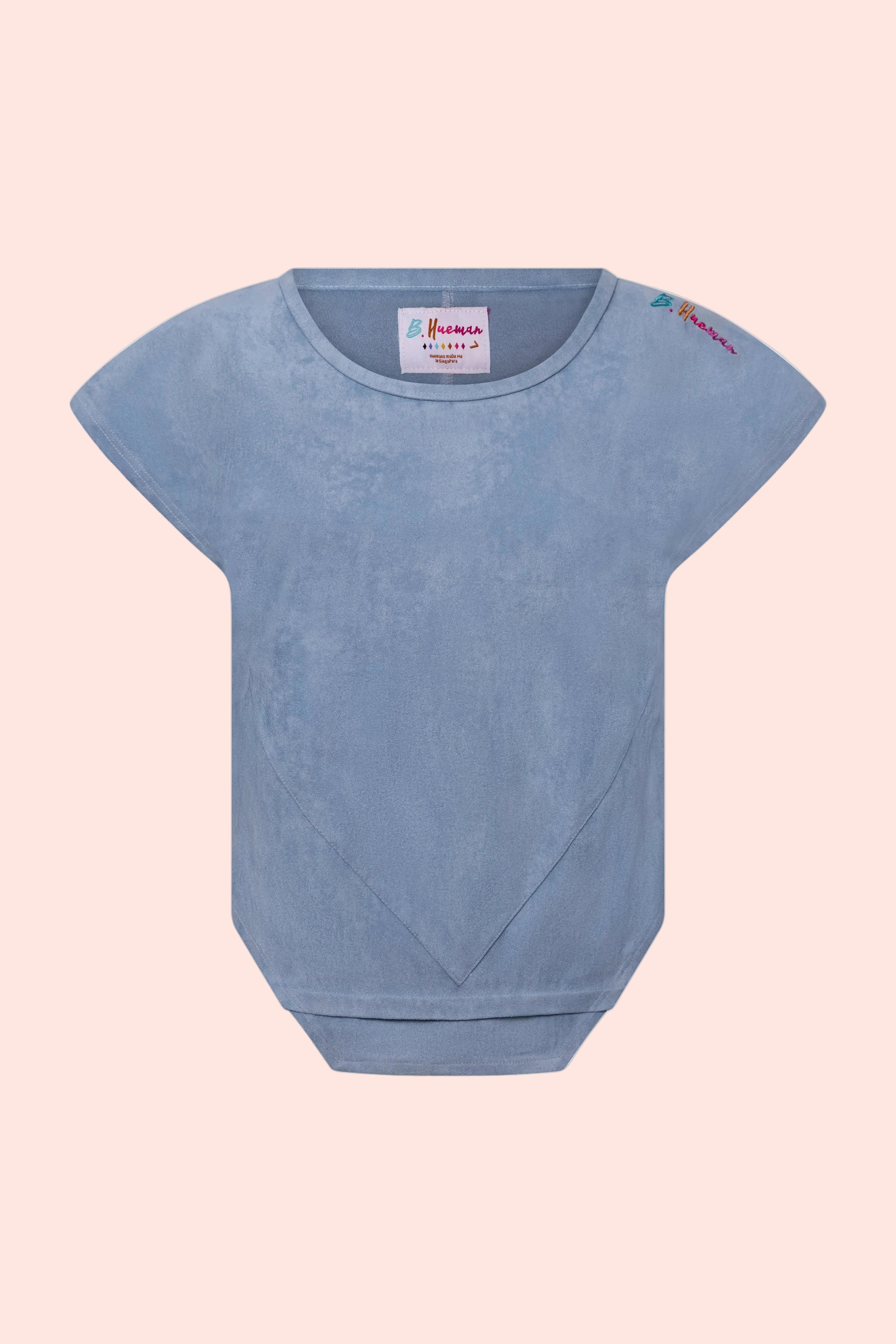 WOMEN SUEDE PANEL TEE